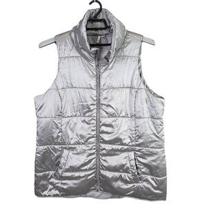 Womens Live Well By Cato Silver Quilted Puffer Vest Lightweight Pockets 18/20
